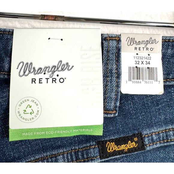 Wrangler Women's High‎ Rise Flare Jean 90s front pocket western blue sz 32x34 - Picture 2 of 10